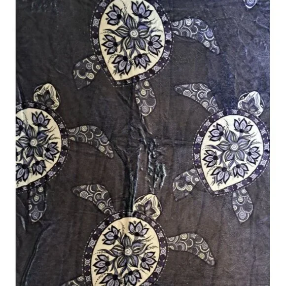 New Blue Sea Turtle Plush Fleece Throw Gift Blanket Sherpa Turtles Ocean Life - Picture 2 of 4